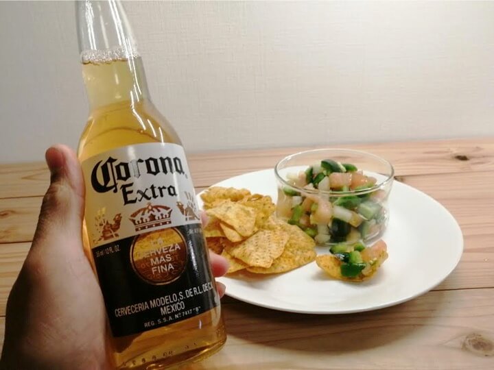 メキシカンビールとフレッシュサルサ