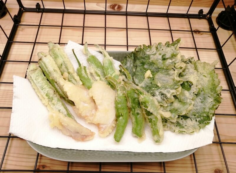 キューブ水耕栽培で収穫した大葉を天ぷらに hydroponics perilla tempura