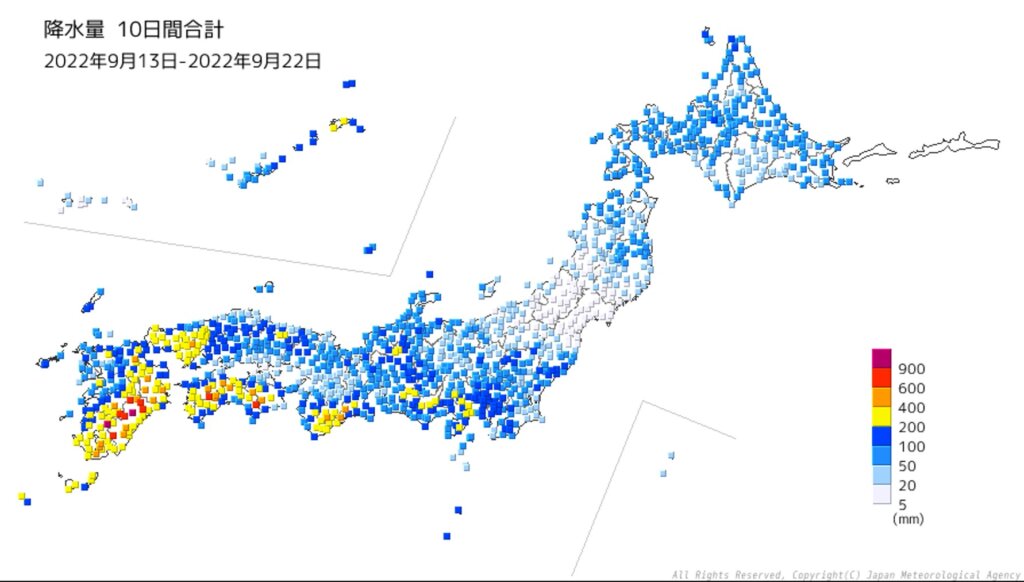 全国の降水量20220923